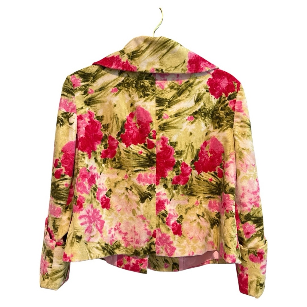 ANTHROPOLOGIE WOMEN’S ODILLE FLOAL GREEN PINK JACKET SZ  2 - Picture 2 of 4